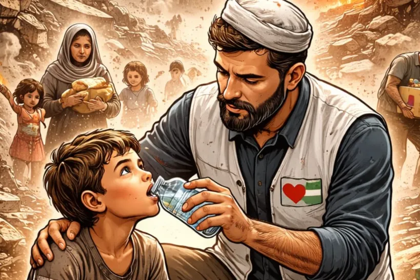 يدٌ تمتدّ بالخير لأهل غزة